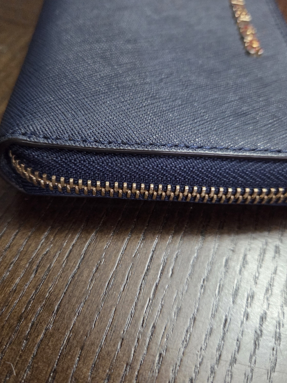 Michael Kors Navy Zip Wristlet Wallet Gold Hardware - Picture 3 of 9